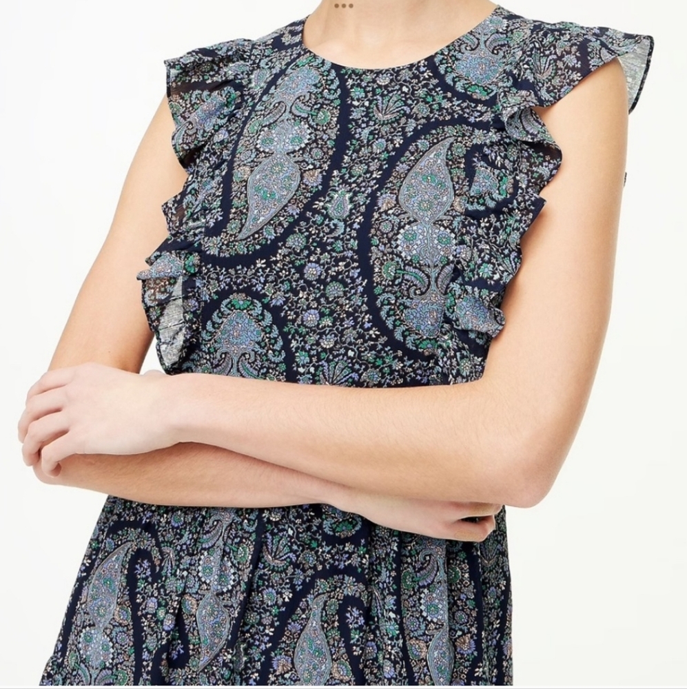 J Crew Tiered Ruffle Paisley Maxi Dress